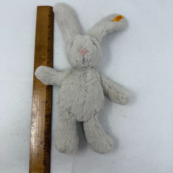 Steiff Handmade Plush Bunny Rabbit Toy Yellow Tag Soft Gray Stuffed Animal Small - Picture 4 of 6